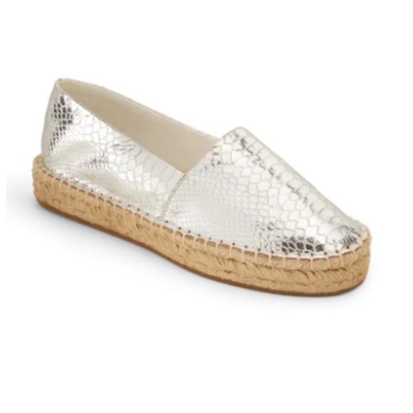JACK ROGERS Palmer Espadrille Snake Embossed Silver Size 9.5 - Picture 2 of 11